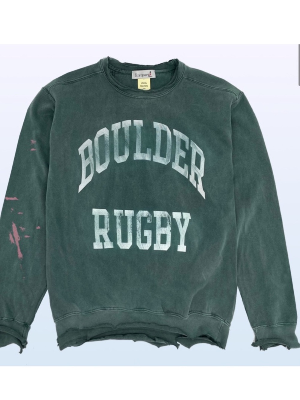 Firstport Boulder Rugby Washed Green Crewneck Sweatshirt
